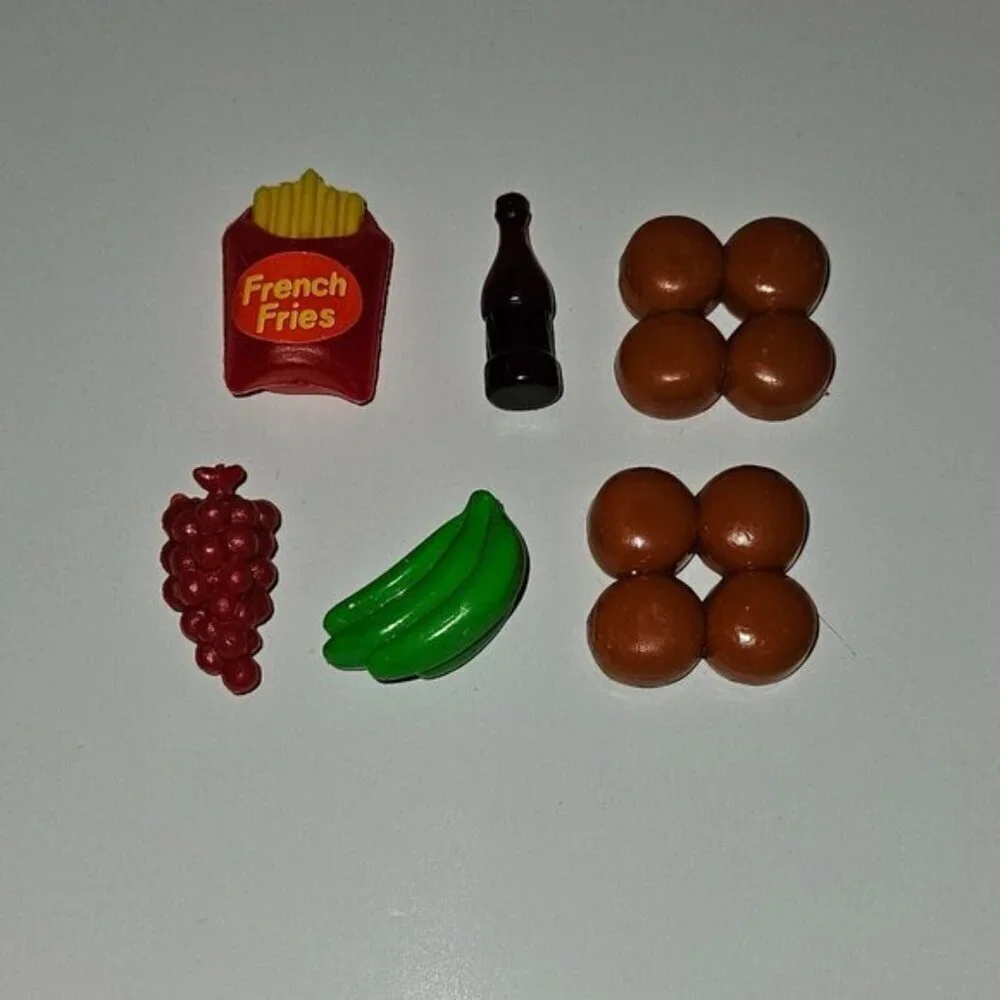 VTG Barbie Lot Fast Food French Fries Grill Hamburgers Soda Fruit Grapes Bananas
